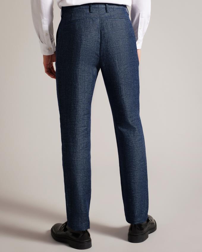 Pantalon Ted Baker Slim Fit Linen And Wool Bleu Marine Homme | GHO-51512954